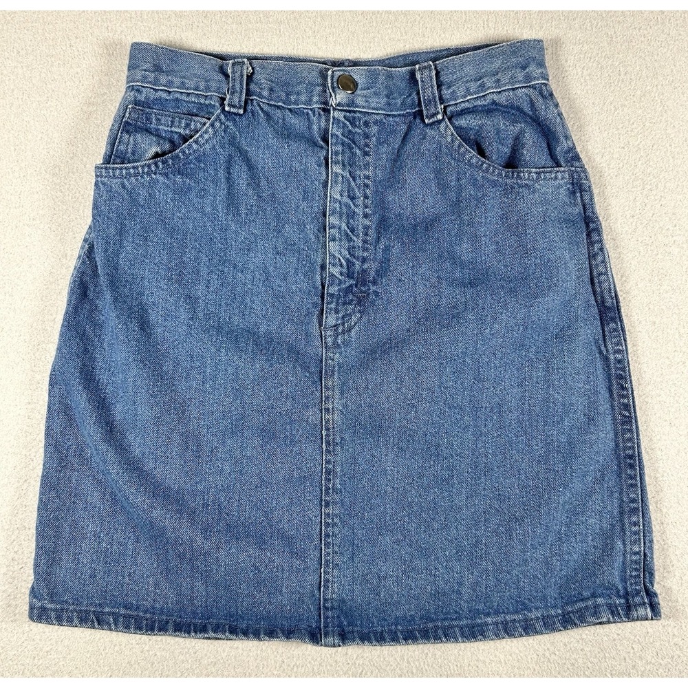 Vintage Girls Denim Jean Skirt Girls Size 12.5 Blue 90s Made in USA 17"